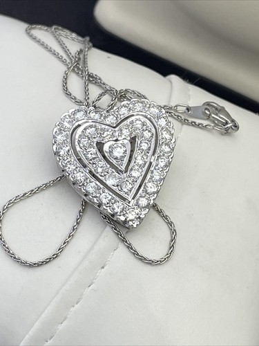 platinum diamond pin brooch pendant with 950 Platinium  Chain - Picture 11 of 11