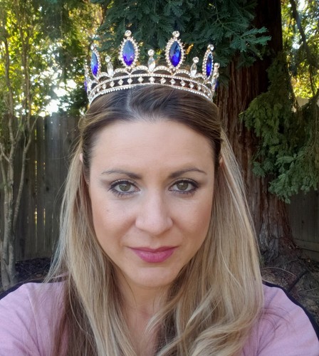 Elsa Audrey Crown Tiara Descendants Frozen Gift Cosplay Costume Blue Gold 2 3 - Picture 3 of 10