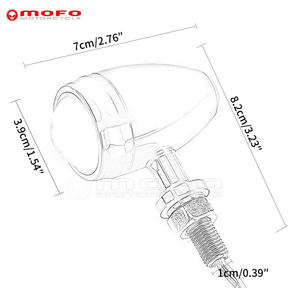 Mini LED Bullet Turn Signal Light Amber Light For Honda Harley Cruiser Chopper - Image 3 of 4