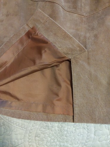 Lord & Taylor Vtg Burnt Sienna 100% Silky Pig Suede Fully Lined Skirt 12 - Bild 2 von 4