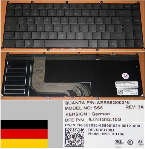 German Qwertz Keyboard DELL Adamo 13-A101 NSK-DH10G 0U108J OU108J AESS5G00010