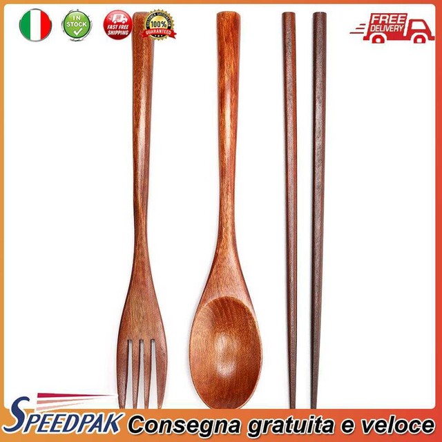 Japanese Portable Wood Chopsticks Fork Spoon Tableware Cutlery Set (C) Japanese Portable Wood Chopsticks Fork Spoon Tableware Cutlery Set (C)