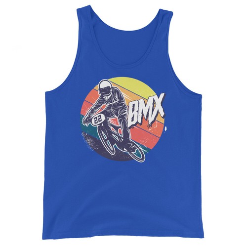 Grunge BMX Racer Unisex Tank Top | Retro Rainbow Cycling Graphic Shirt - Picture 17 of 20
