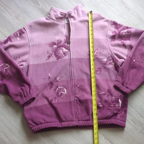 Alfred Dunner M Purple Ombre Floral Zip-Up Fleece Jacket Pockets Thick Warm - Picture 6 of 14