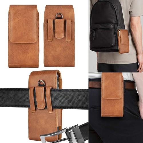 Cell Phone Holster Pouch Leather Wallet Case with Belt Loop Card Holder Cover - Picture 22 of 22