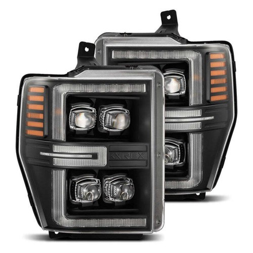 AlphaRex For 08-10 Ford Excursion F250 F350 NOVA LED Projector Headlights Black - Picture 1 of 8