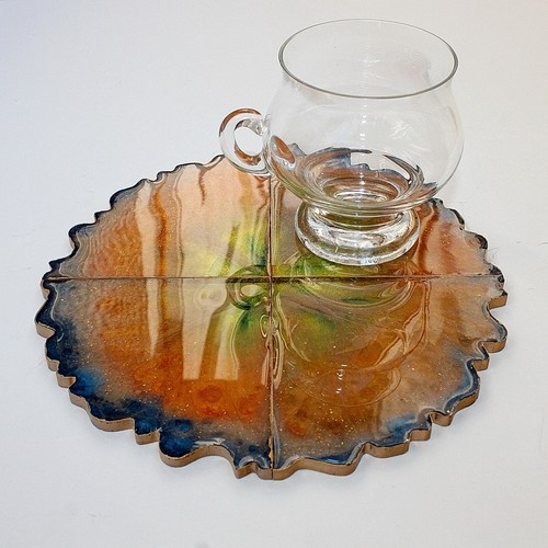 Montañas posavasadas inspiradas en geoda de resina epoxi, conjunto de posavasadas. - Imagen 6 de 10