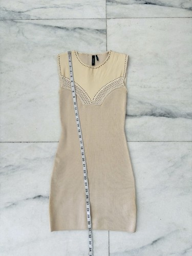 Marciano Beige Leather Knit Stretch Bodycon Dress Size XS - Picture 4 of 7