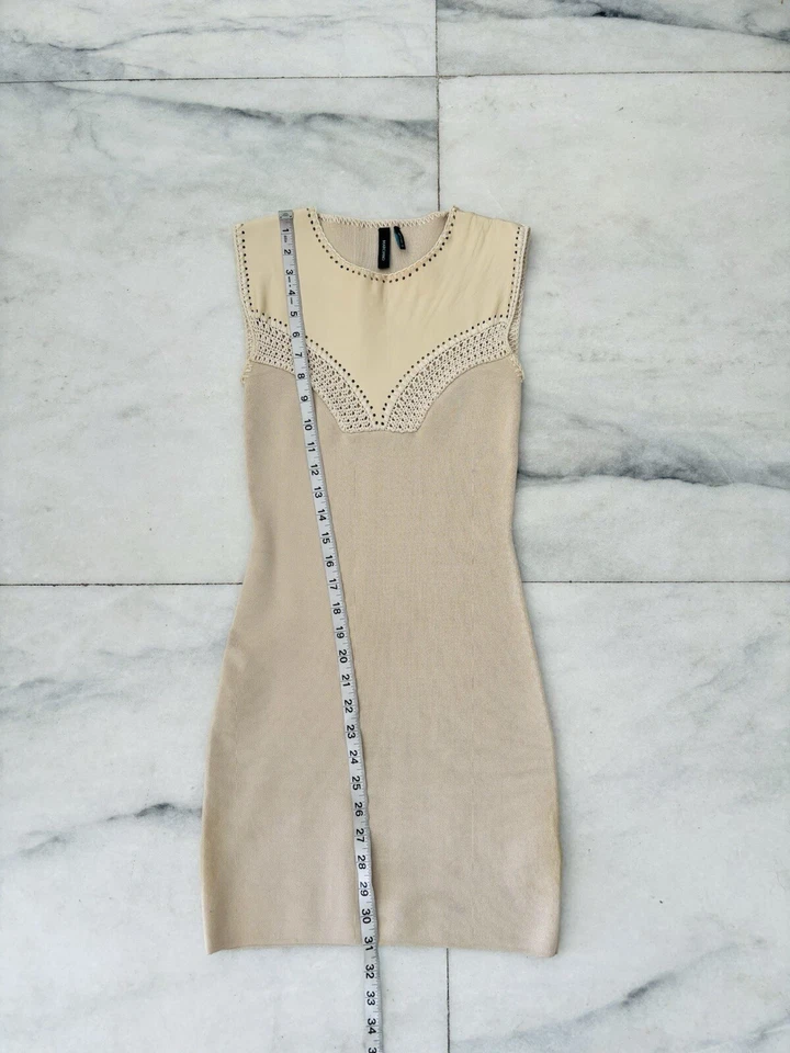 Vestido ajustado elástico tejido cuero beige Marciano talla XS Foto 4 de 4