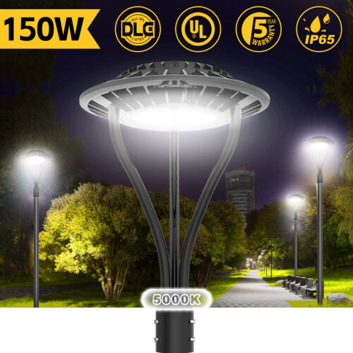 150W LED Post Top Light Outdoor Circular Garden Parking Lot Pole Street Lighting