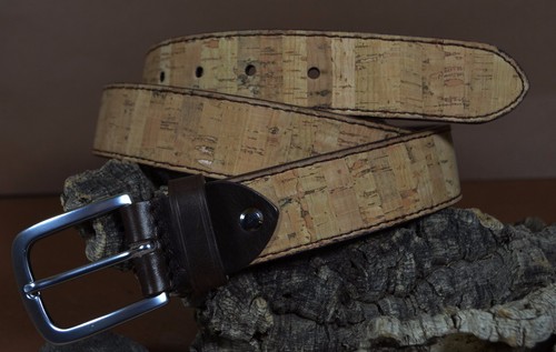 BELT MEN 35 MM GENUINE NATURAL CORK CASUAL DRESS HANDCRAFTED SPAIN MA LEATHER - Picture 7 of 11