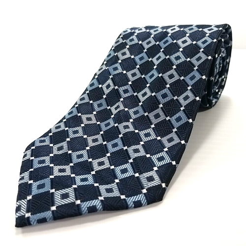 Covington Luxury Narrow Tie Blue Woven Geometric Pattern Necktie 58" x 3.5"