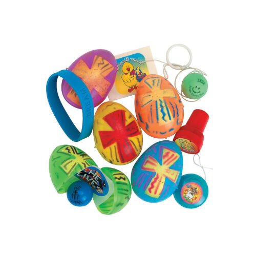 Religious Bright Toy-Filled Plastic Easter Eggs, Party Supplies, 24 Pieces - Picture 2 of 3