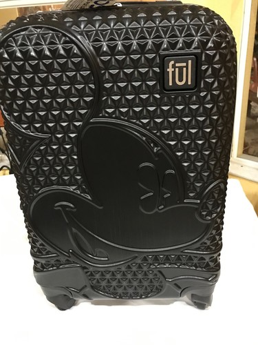 FUL Disney Mickey Mouse Textured Hardside Spinner Carry On Luggage  - Black
