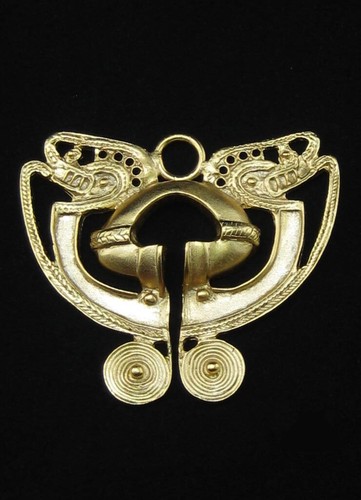 24k GP Pre-Columbian Butterfly Nose Ring Pendant Necklace| Across The Puddle - Picture 3 of 4