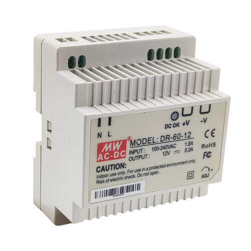 DR-60-12 5A Industrial DIN Rail Power Supply 60 Wat Output 12V USA STOCK NEW - Picture 3 of 6