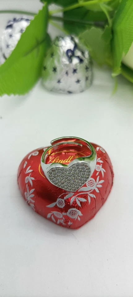 Anello argento donna CHEVALIER  CUORE ❤️ ZIRCONI MIS 14 RODIATO DORATO REGOLABIL - Immagine 2 di 4