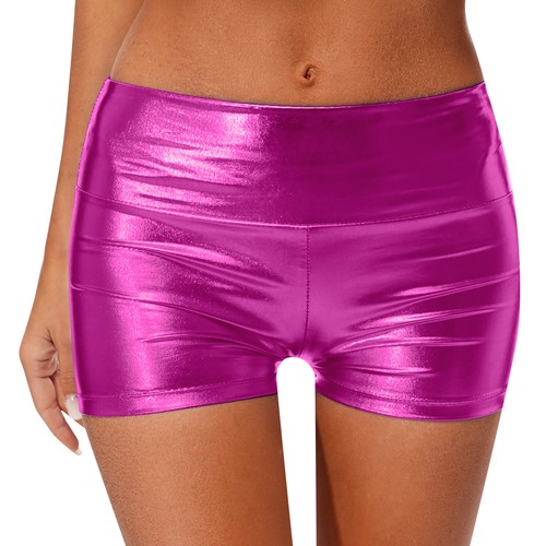 Damen glänzend metallic hohe Taille Tanzshorts glänzend Glitzer Hot Pant Unterteil - Bild 59 von 99