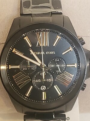 NWT Michael Kors MK8767 Watch 44mm Black Chronograph Face