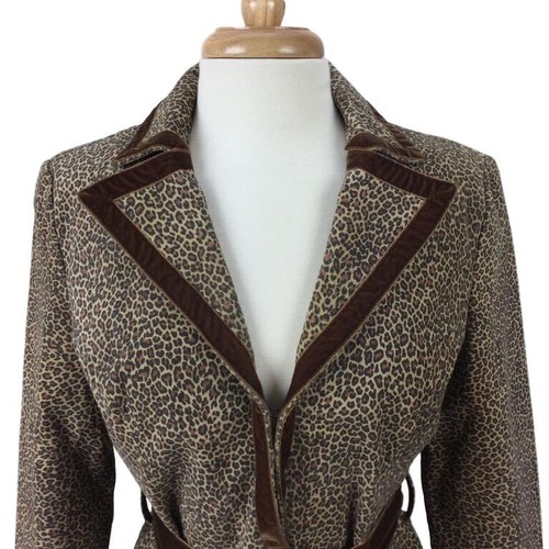 Chaqueta de Cuero Vakko Talla M Mujeres Gamuza Estampado de Animales Forrada Fumar Marrón Terciopelo - Imagen 3 de 11