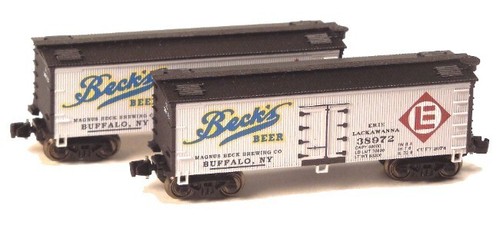 Z Scale BECK'S BEER Wood 34' Rebuilt Reefers ~ FTB9408 Set #1 ~ NIB - Picture 3 of 6