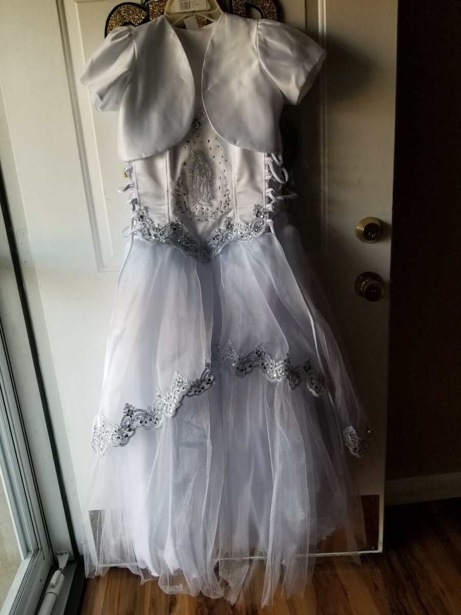 Vestidos de primera comunion con la virgen de online guadalupe