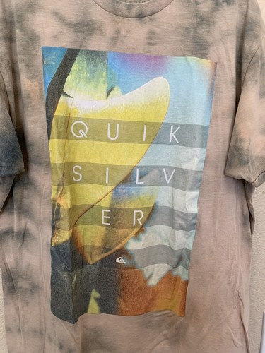 Quiksilver Surfboard Fins Spellout Custom Bleach Tie Dye T-Shirt Men’s Size XL