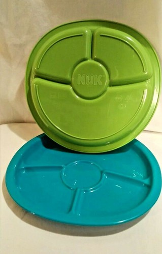 NUK Kids Divided Plate Set of Two 4 Compartment Sturdy Deep Dish Microwave Safe - Picture 2 of 11