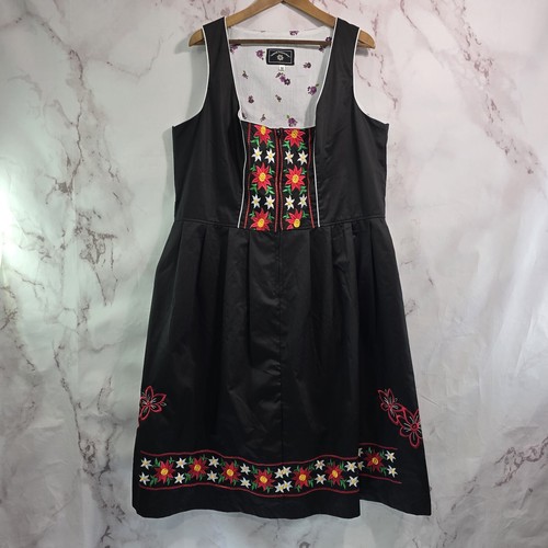 Dirndl Trachten Haus Dress Womens M Actual 18 2X Black Oktoberfest Bavarian