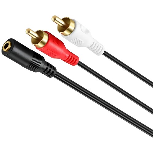 3.5mm Stereo Female Mini Jack to 2 Male RCA to Headphone Plug Adapter Y-Cable - Picture 6 of 8