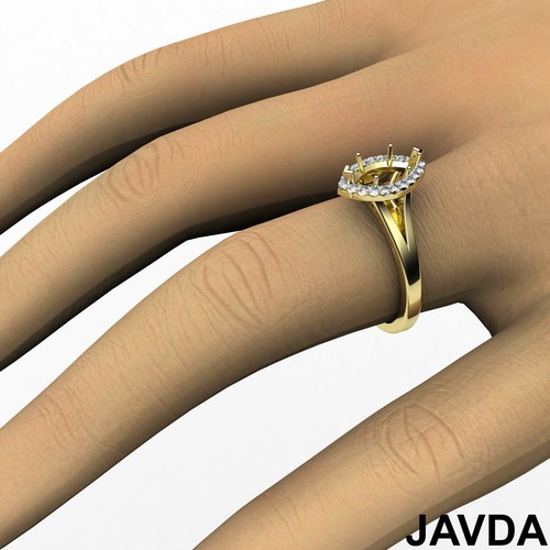 Anillo de compromiso con vástago dividido de diamantes marquesa semi montaje halo pavé 0,20 quilates - Imagen 12 de 33