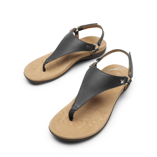 Women Arch Support Flat Sandals Soft Cushion Summer T-Strap Thong Sandals - Picture 51 of 57