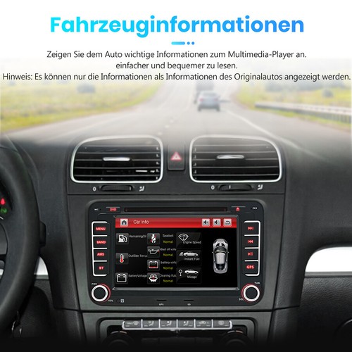 Radio de coche 7"" para VW Golf 5 6 Passat TIGUAN TOURAN EOS navegación GPS DVD USB Bluetooth - Imagen 8 de 11