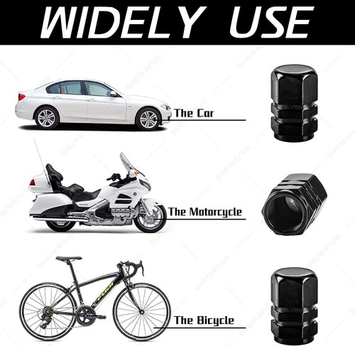 BLACK Tire Valve Stem Car Caps Aluminum Alloy Dust Proof Airtight Air Caps Cover - Picture 5 of 11
