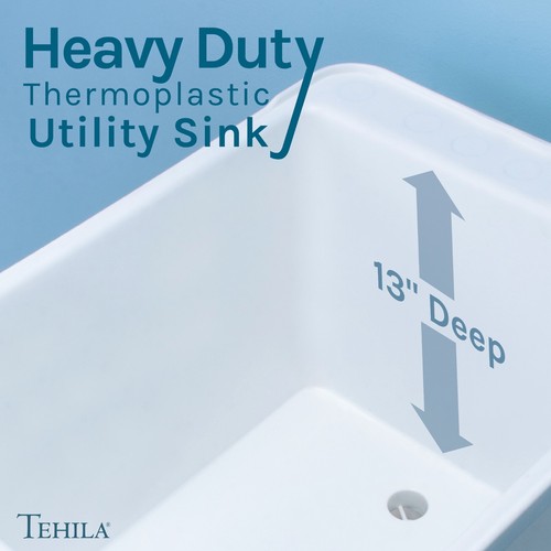 TEHILA SPACE SAVER 16 Gallon White Utility Sink with Stainless Finish Faucet & S - Picture 5 of 9