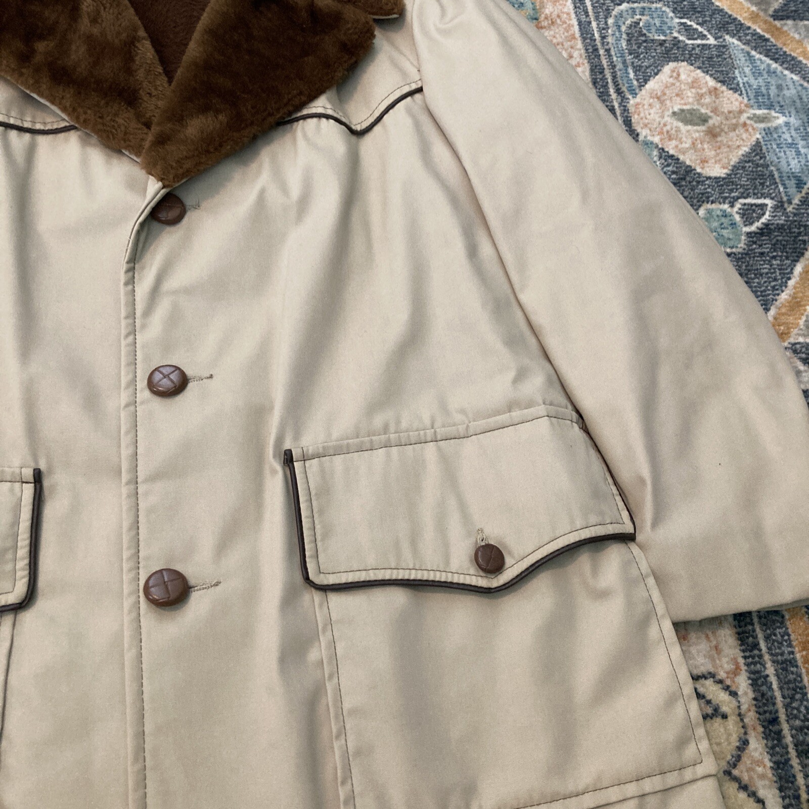 SEARS Vintage 70s Outerwear Coat Size M/L Faux Fu… - image 3