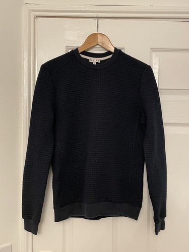 REISS Hatter Checked Pattern Black Long Sleeve Sweatshirt Size Small - Picture 3 of 8