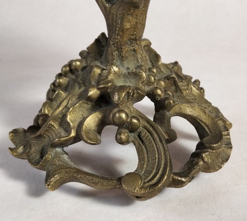 Antique Empty Pocket Bronze Grape Leaf Decorated Footed Vide Poche - Foto 16 di 16