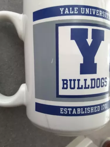 YALE UNIVERSITY Bulldogs Blue White Ceramic Mug Holds 14 oz.