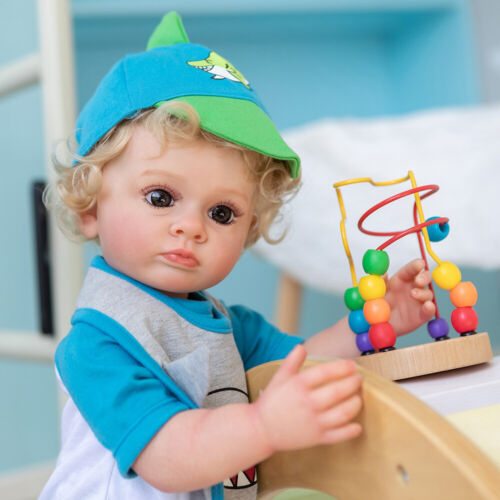 22in Full Vinyl Silicone Baby Dolls Boy Handsome Newborn Baby Toy Handmade Gift - Picture 2 of 7
