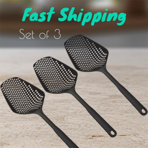 3pcs Large Plastic Strainer Spoon, Kitchen Utensils, Tools for food, long handle - Picture 1 of 16