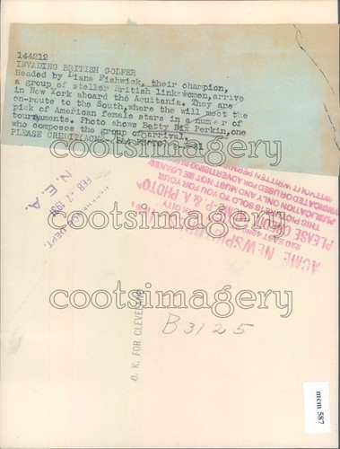 1931 Golfer Betty Dix Perkin of England On SS Aquitania Press Photo - Picture 2 of 2