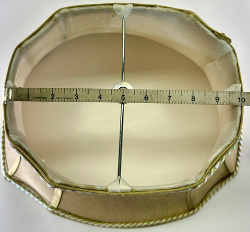 17 x 14.5 x 9.5 inches Inverted Corner Oval Burlap Fabric Lamp Shade, Gold/Cream - Picture 3 of 7