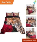 Chic Cat Leopard Print Comforter Set & Pillow Cases - Queen Size Bedding