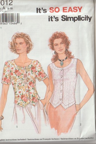 OOP Simplicity Sewing Pattern Misses and Women's Plus Size Tops You Pick  - Picture 32 of 34
