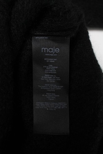 MAJE Jumper Women's LARGE Cardigan Wool Blend V-Neck Button Up Black - Picture 9 of 10