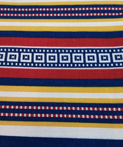 100% Cotton Canvas Duck striped blue yellow Upholstery Drapery Fabric 45"W 3 yds - Picture 4 of 5
