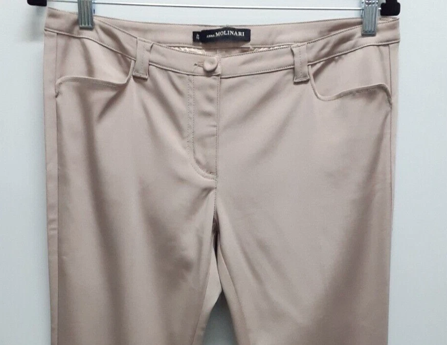 Pantalones Anna Molinari Malva Pálido Cremallera Tobillo Pierna Cónica Hechos en Italia Talla 42 Foto 3 de 4