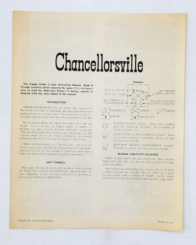 Chancellorsville Civil War Battle Game Avalon Hill Vintage 1961 nie benutzt - Bild 7 von 8