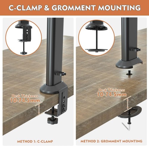 HEMUDU Dual Monitor Articulating Desk Mount Arm Stand - Vertical Stack Screen Su - Picture 9 of 9